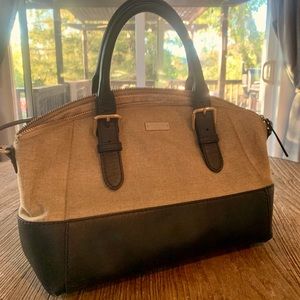 tweed and black leather Kate Spade satchel